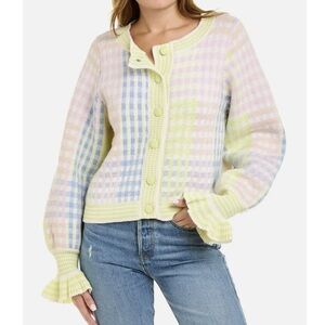 Love Shack Fancy Keoni Button Front Cardigan, Size XL